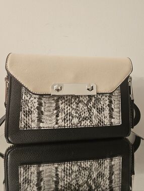 Aldo Cream, Black and Snakeskin-Print Crossbody Bag
